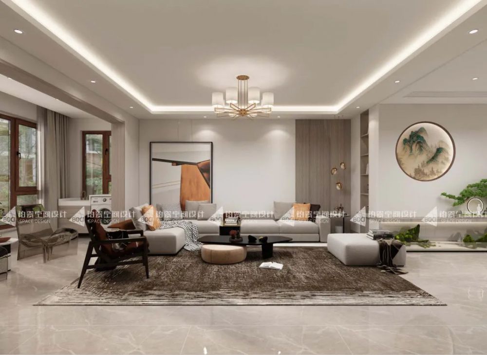 鉑瓷案例賞析丨新中式邂逅現(xiàn)代簡(jiǎn)約，160㎡大宅呈現(xiàn)質(zhì)感與意境的雙重極致